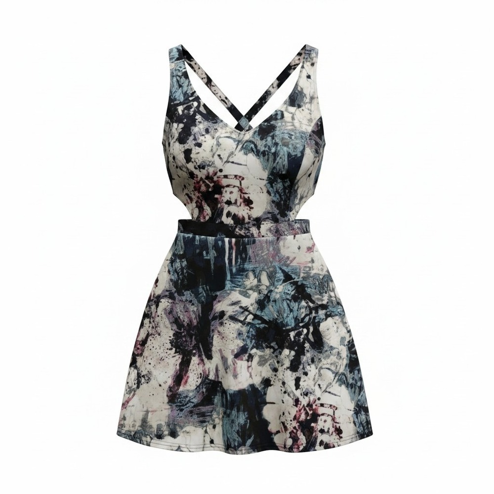 Abercrombie & Fitch Floral Fit Flare Dress Small Strappy Open Back Mini